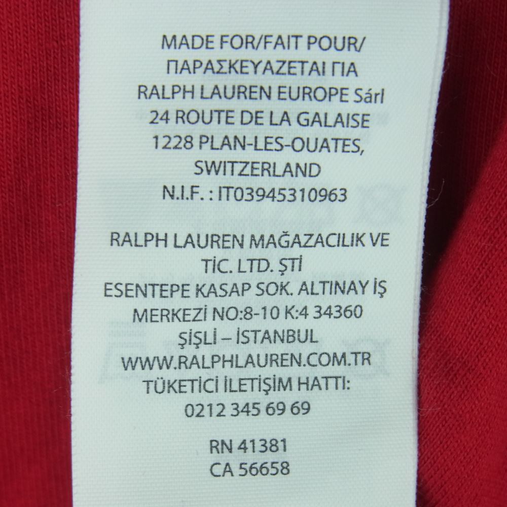 POLO RALPH LAUREN ポロ・ラルフローレン POLO スター ラバー ロゴ 半袖 Tシャツ ベトナム製 レッド系 XS【中古】