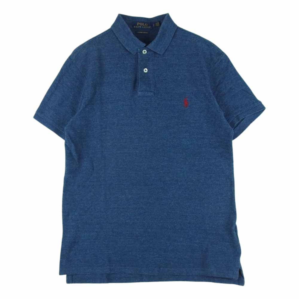 POLO RALPH LAUREN ポロ・ラルフローレン CUSTOM SLIM FIT カスタム スリム フィット インディゴ 半袖 ポロ シャツ インディゴブルー系 S【中古】