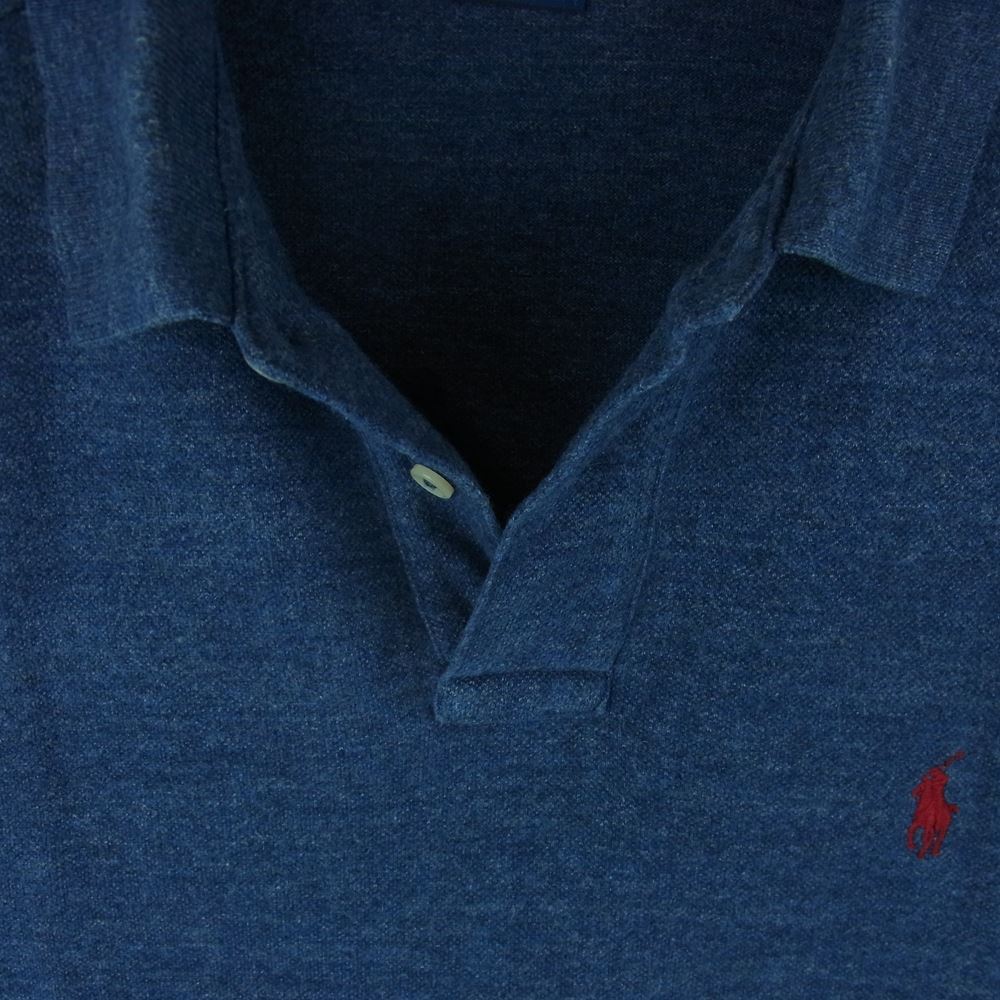 POLO RALPH LAUREN ポロ・ラルフローレン CUSTOM SLIM FIT カスタム スリム フィット インディゴ 半袖 ポロ シャツ インディゴブルー系 S【中古】