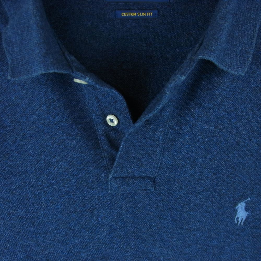 POLO RALPH LAUREN ポロ・ラルフローレン CUSTOM SLIM FIT カスタム スリム フィット インディゴ 半袖 ポロ シャツ ネイビー系 S【中古】