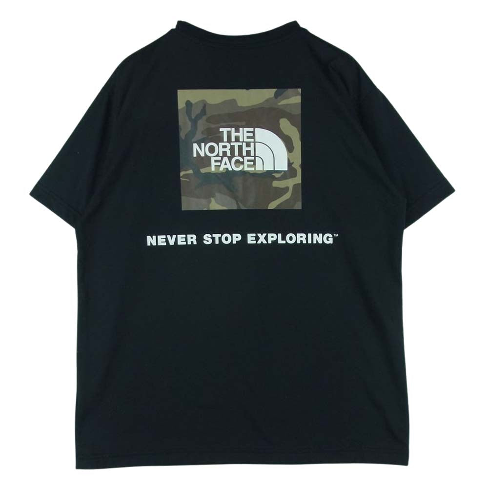THE NORTH FACE ノースフェイス NT32035 LOGO CAMO TEE ロゴ カモ 半袖 Tシャツ ポリエステル 中国製 ブラック系 M【中古】