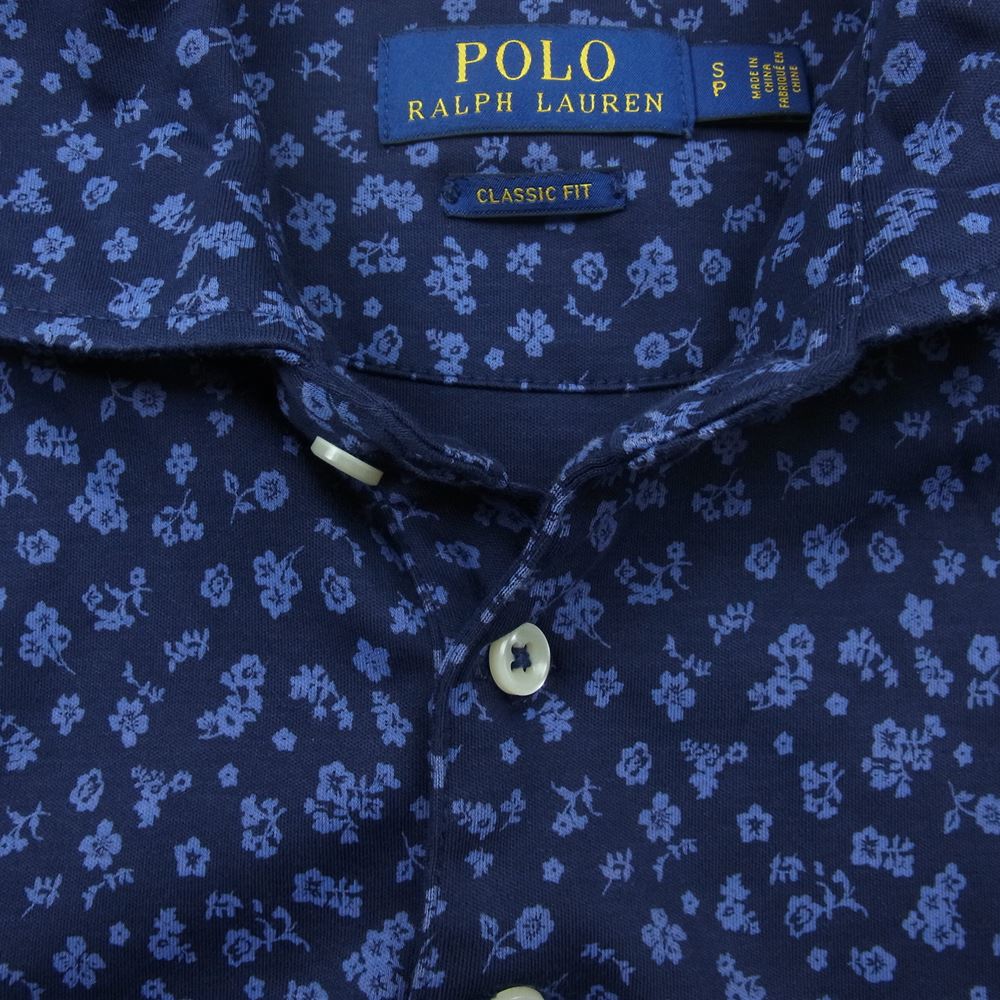 POLO RALPH LAUREN ポロ・ラルフローレン フラワー プリント 半袖 ポロシャツ ネイビー系 170/92A【中古】