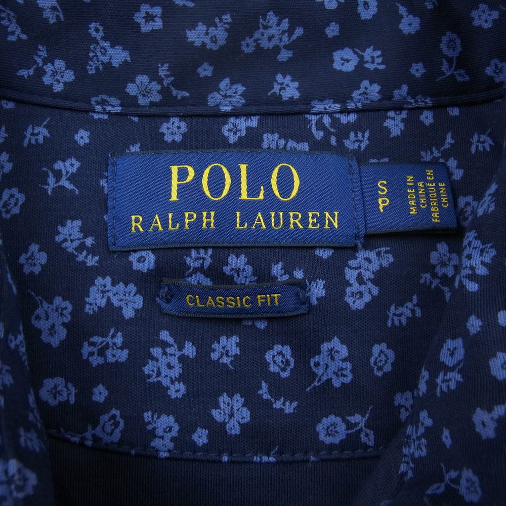 POLO RALPH LAUREN ポロ・ラルフローレン フラワー プリント 半袖 ポロシャツ ネイビー系 170/92A【中古】