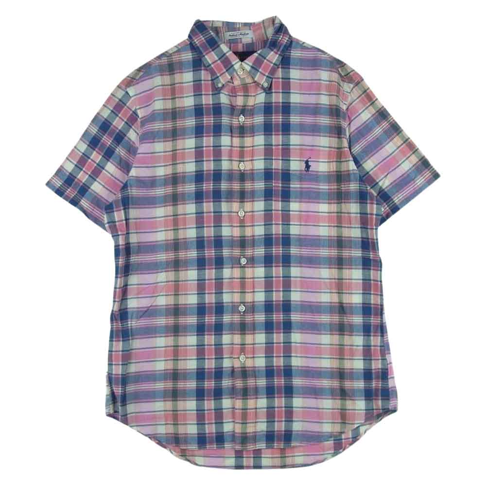 RALPH LAUREN ラルフローレン indian Madras マドラス チェック ボタンダウン 長袖 シャツ ピンク系 ブルー系 S【中古】