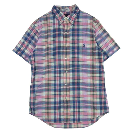 RALPH LAUREN ラルフローレン indian Madras マドラス チェック ボタンダウン 長袖 シャツ ピンク系 ブルー系 S【中古】