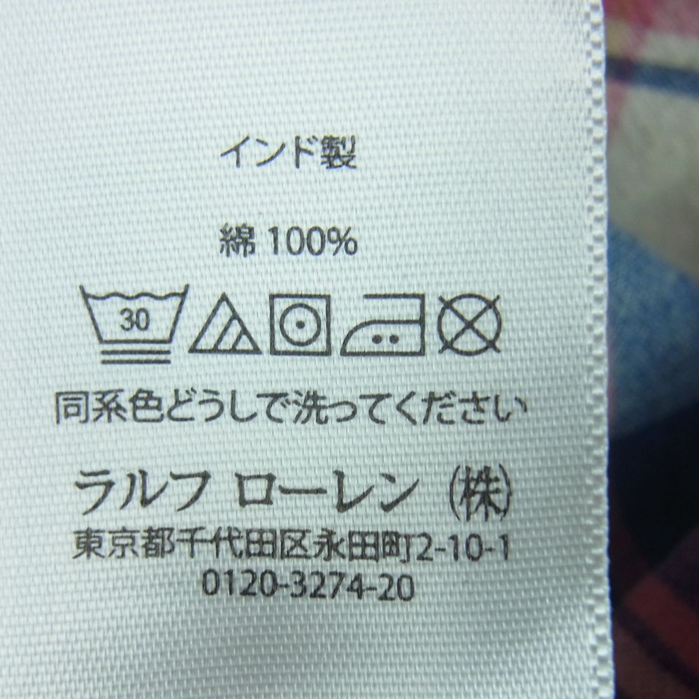 RALPH LAUREN ラルフローレン indian Madras マドラス チェック ボタンダウン 長袖 シャツ ピンク系 ブルー系 S【中古】