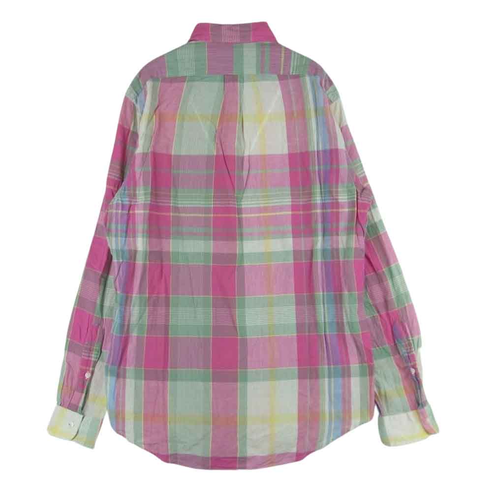 RALPH LAUREN ラルフローレン indian Madras マドラス チェック ボタンダウン 長袖 シャツ コットン ピンク系 S【中古】