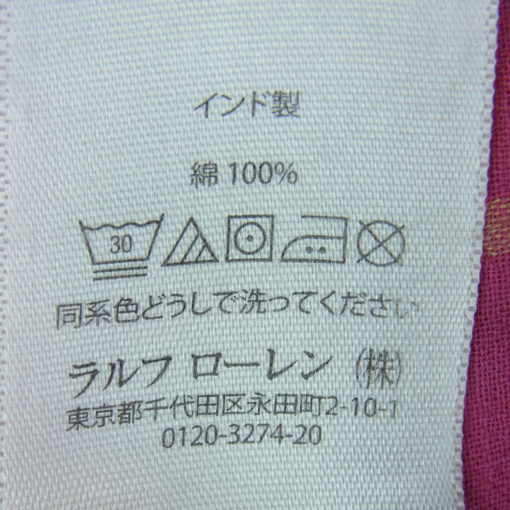 RALPH LAUREN ラルフローレン indian Madras マドラス チェック ボタンダウン 長袖 シャツ コットン ピンク系 S【中古】