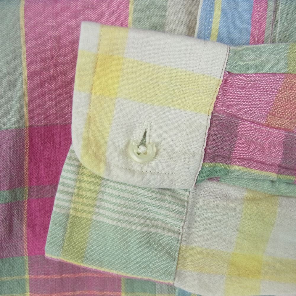 RALPH LAUREN ラルフローレン indian Madras マドラス チェック ボタンダウン 長袖 シャツ コットン ピンク系 S【中古】