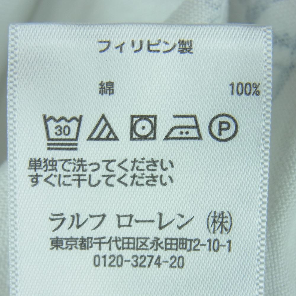 RALPH LAUREN ラルフローレン 総柄 プリント ボタンダウン 長袖 シャツ フィリピン製 ホワイト系 S【中古】