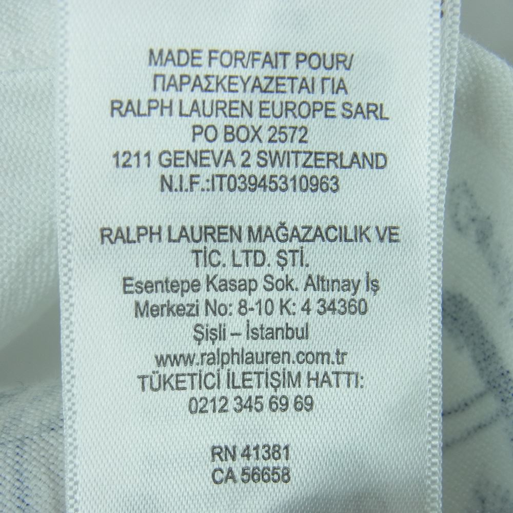 RALPH LAUREN ラルフローレン 総柄 プリント ボタンダウン 長袖 シャツ フィリピン製 ホワイト系 S【中古】