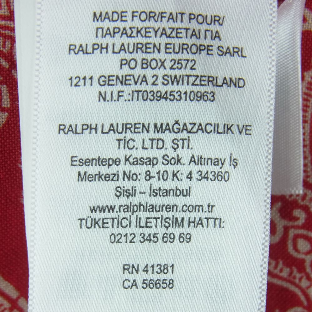 POLO RALPH LAUREN ポロ・ラルフローレン ペイズリー バンダナ リネン 半袖 シャツ 中国製 レッド系 S【中古】