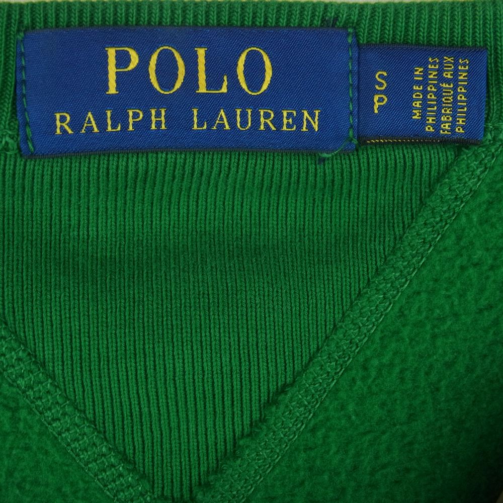 POLO RALPH LAUREN ポロ・ラルフローレン 加工 カレッジ プリント 両V スウェット トレーナー グリーン系 S【中古】
