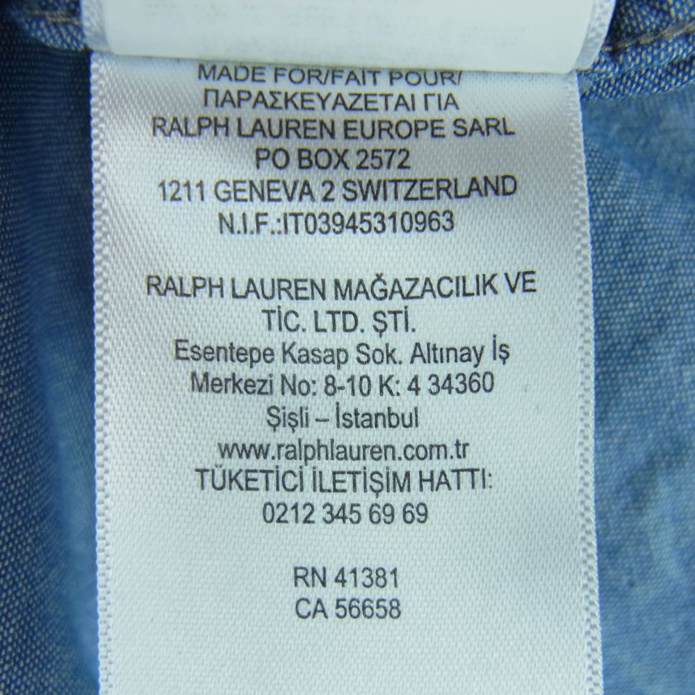 POLO RALPH LAUREN ポロ・ラルフローレン コットン オンブレ チェック 長袖 シャツ フィリピン製 グレー系 ブルー系 S【中古】