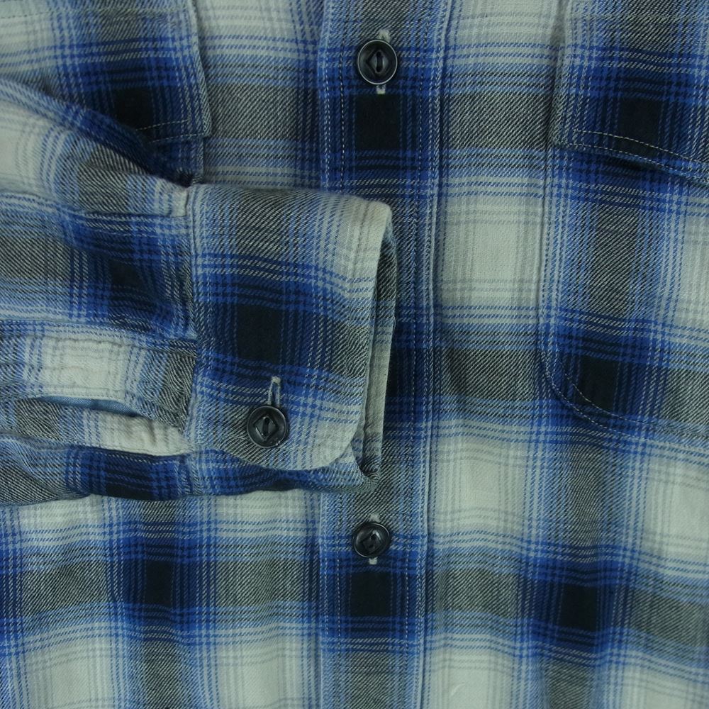 POLO RALPH LAUREN ポロ・ラルフローレン コットン オンブレ チェック 長袖 シャツ フィリピン製 グレー系 ブルー系 S【中古】