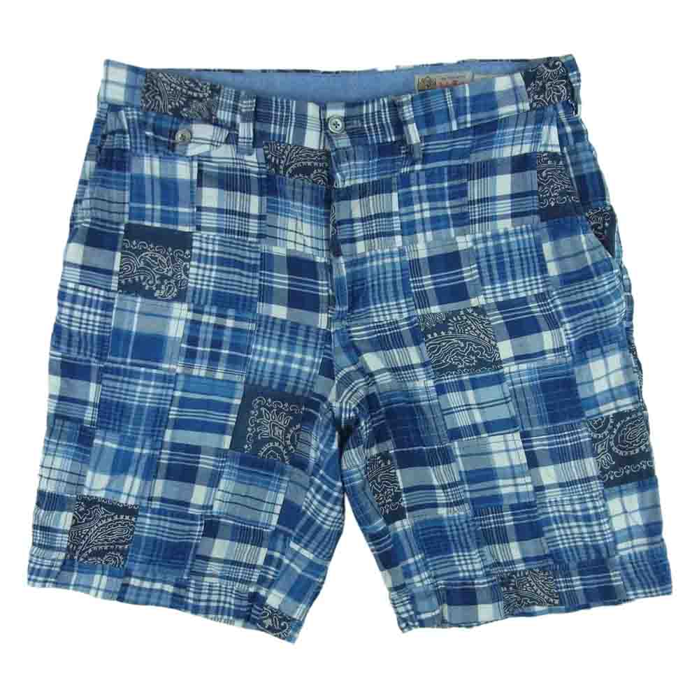 POLO RALPH LAUREN ポロ・ラルフローレン MADRAS PATCHWORK SHORT インディアマドラス パッチワーク ショーツ ハーフ ショート パンツ ブルー系 30【中古】