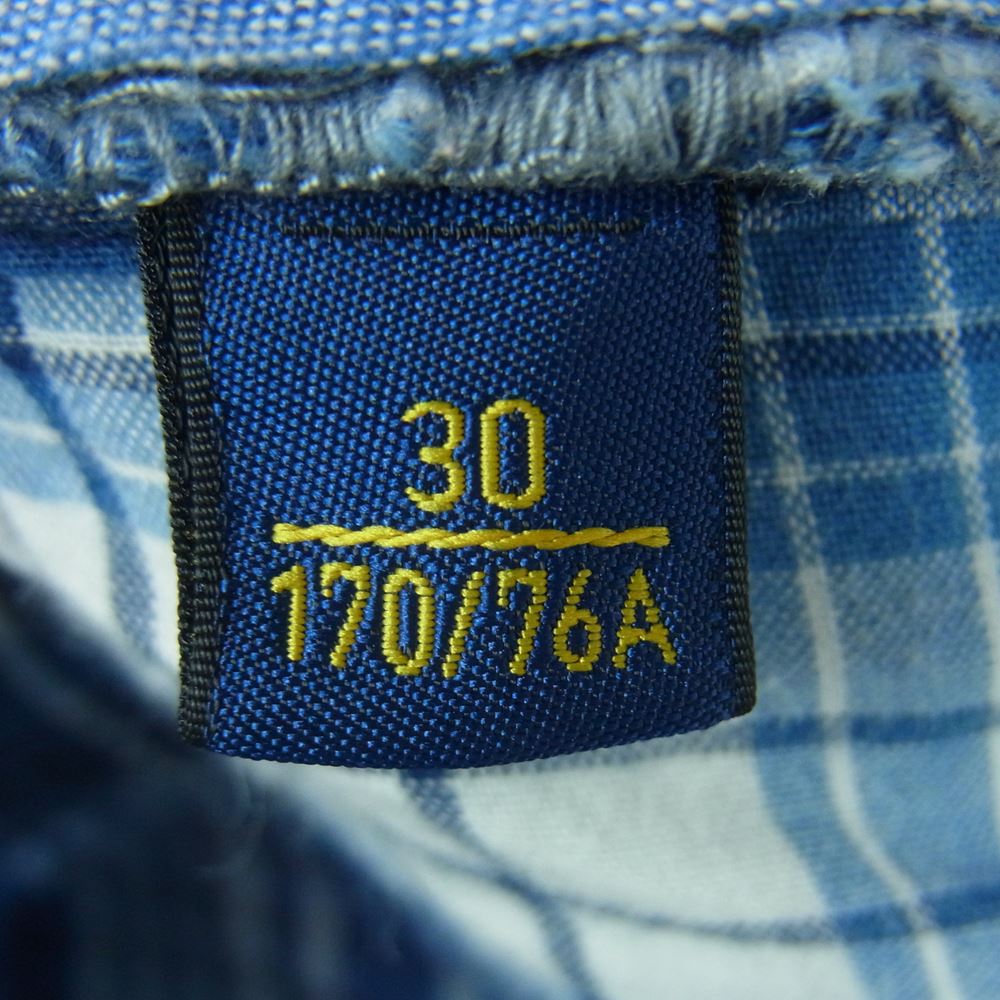 POLO RALPH LAUREN ポロ・ラルフローレン MADRAS PATCHWORK SHORT インディアマドラス パッチワーク ショーツ ハーフ ショート パンツ ブルー系 30【中古】