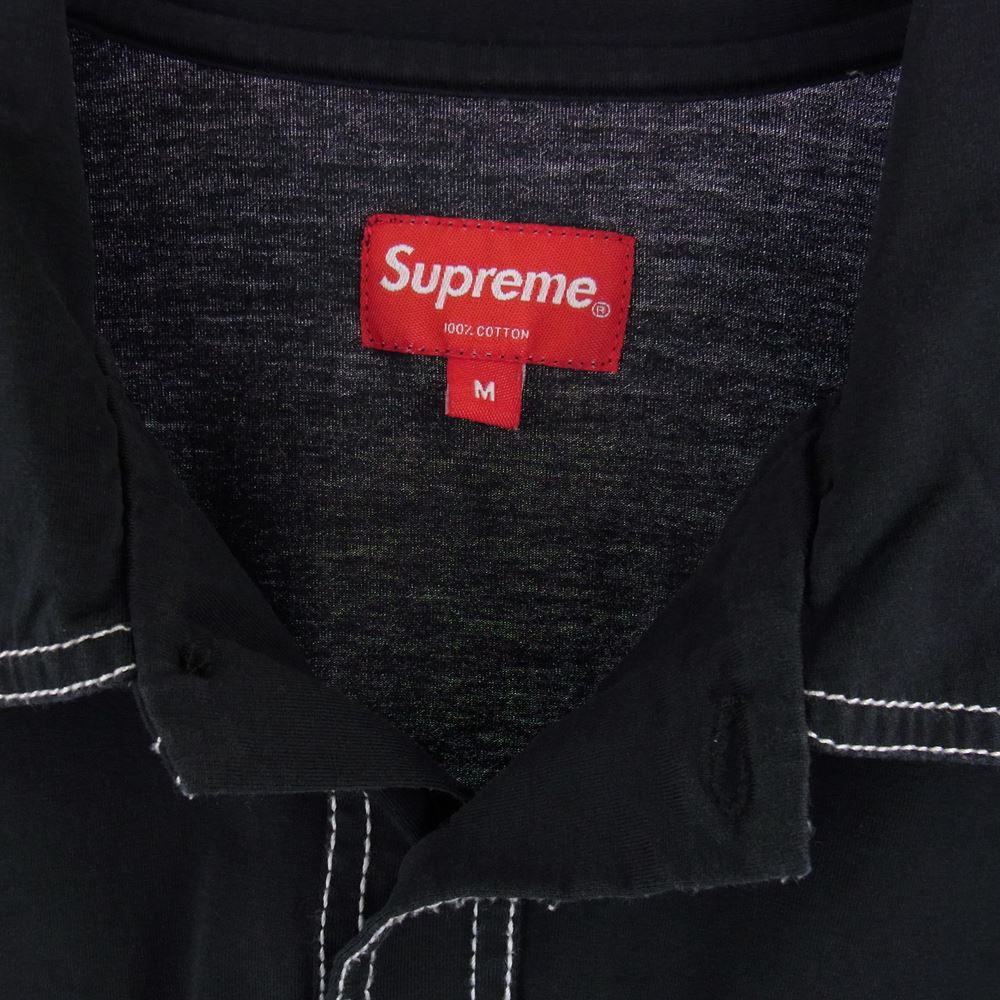 Supreme シュプリーム 20AW Contrast Stitch Polo コントラスト ステッチ 半袖 ポロ シャツ ブラック系 M【中古】