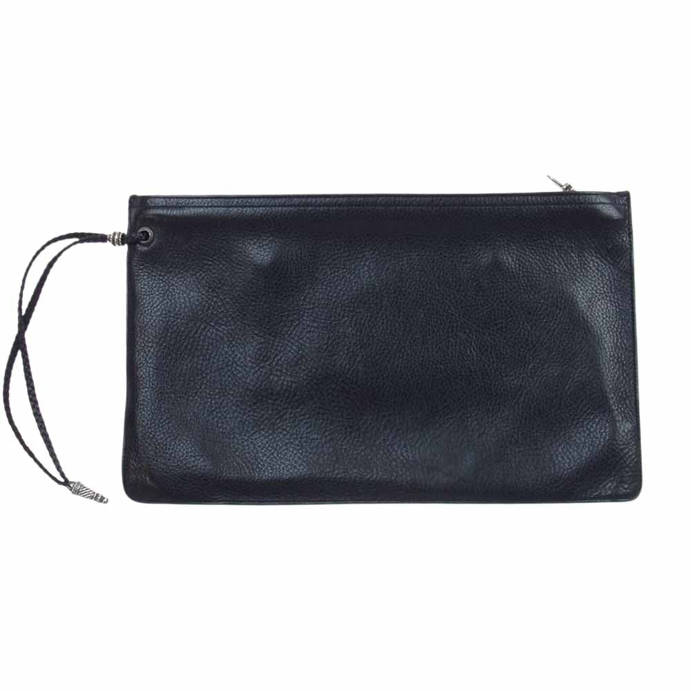 CHROME HEARTS クロムハーツ（原本無） フラット プレーン レザー クラッチ バッグ ブラック系【中古】