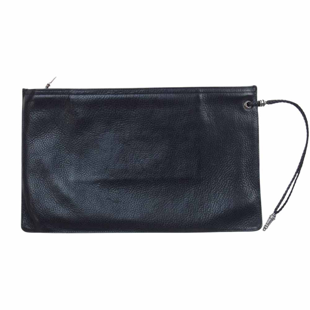 CHROME HEARTS クロムハーツ（原本無） フラット プレーン レザー クラッチ バッグ ブラック系【中古】