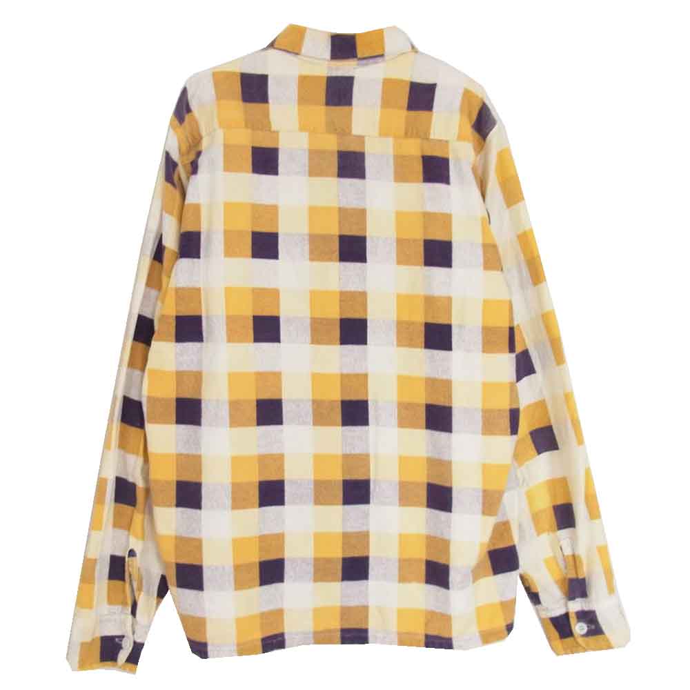 ペニーズ オープンカラー チェック 長袖 シャツ イエロー系 18【中古】