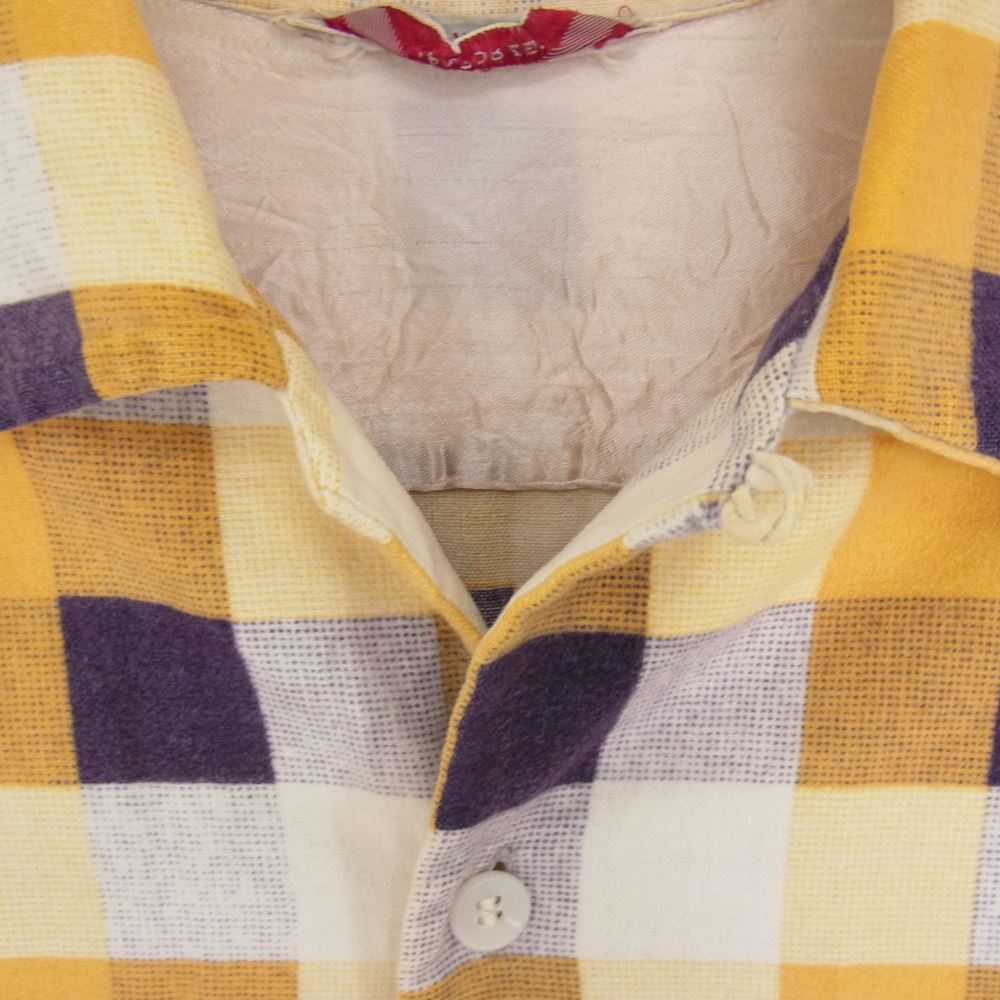 ペニーズ オープンカラー チェック 長袖 シャツ イエロー系 18【中古】