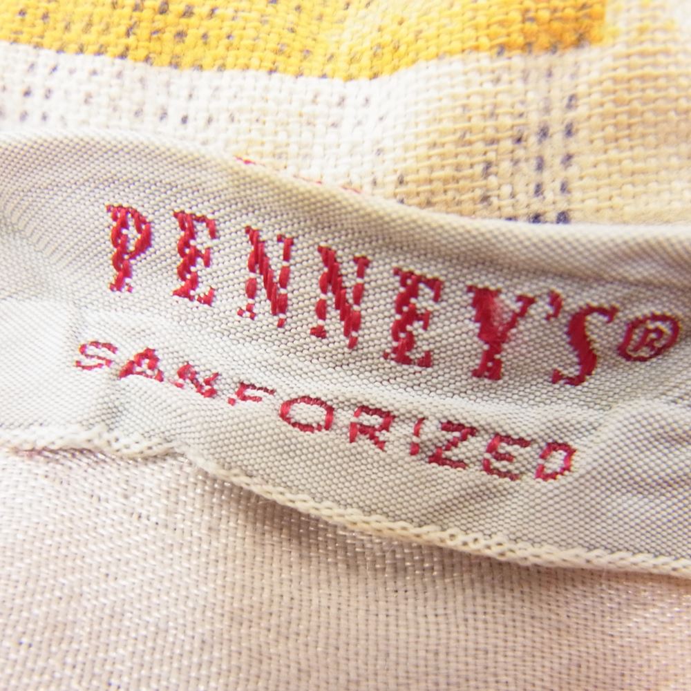 ペニーズ オープンカラー チェック 長袖 シャツ イエロー系 18【中古】