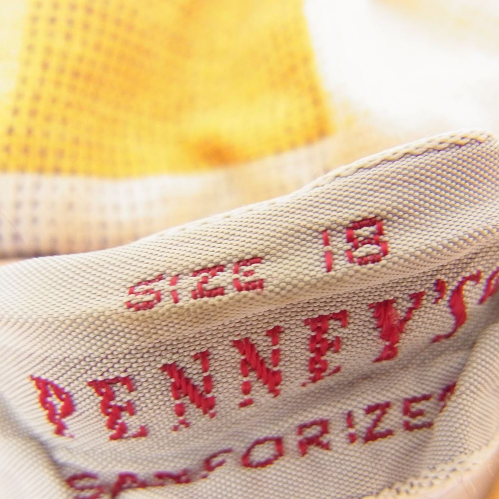 ペニーズ オープンカラー チェック 長袖 シャツ イエロー系 18【中古】