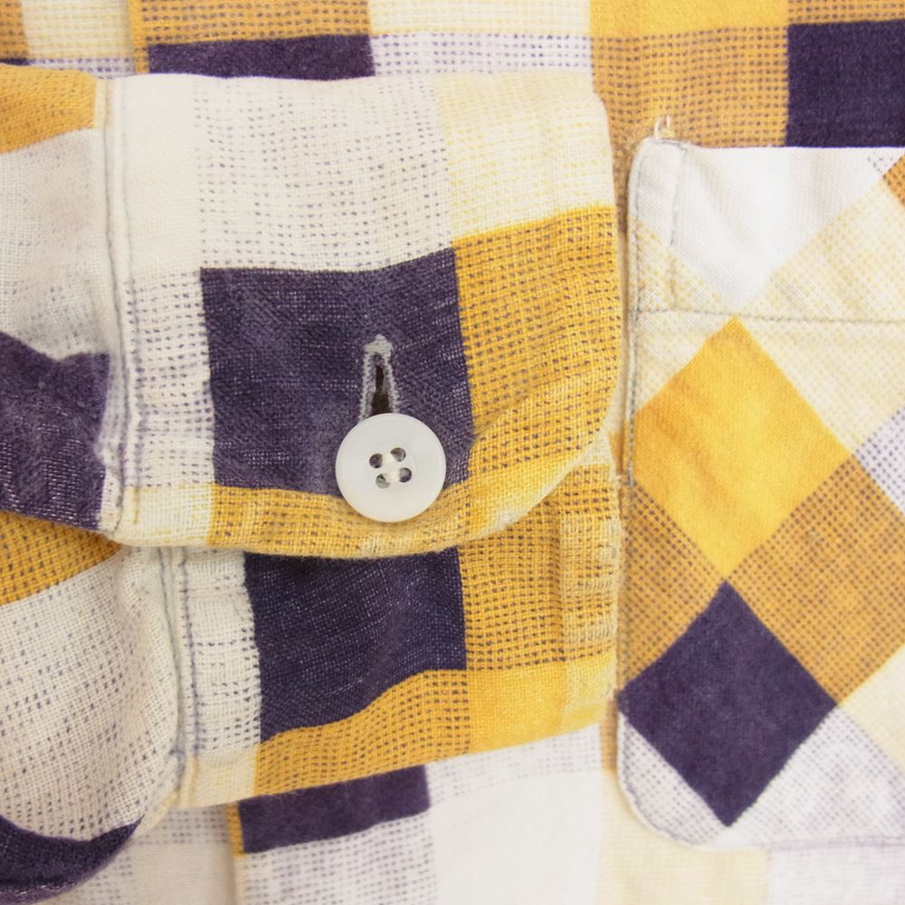 ペニーズ オープンカラー チェック 長袖 シャツ イエロー系 18【中古】