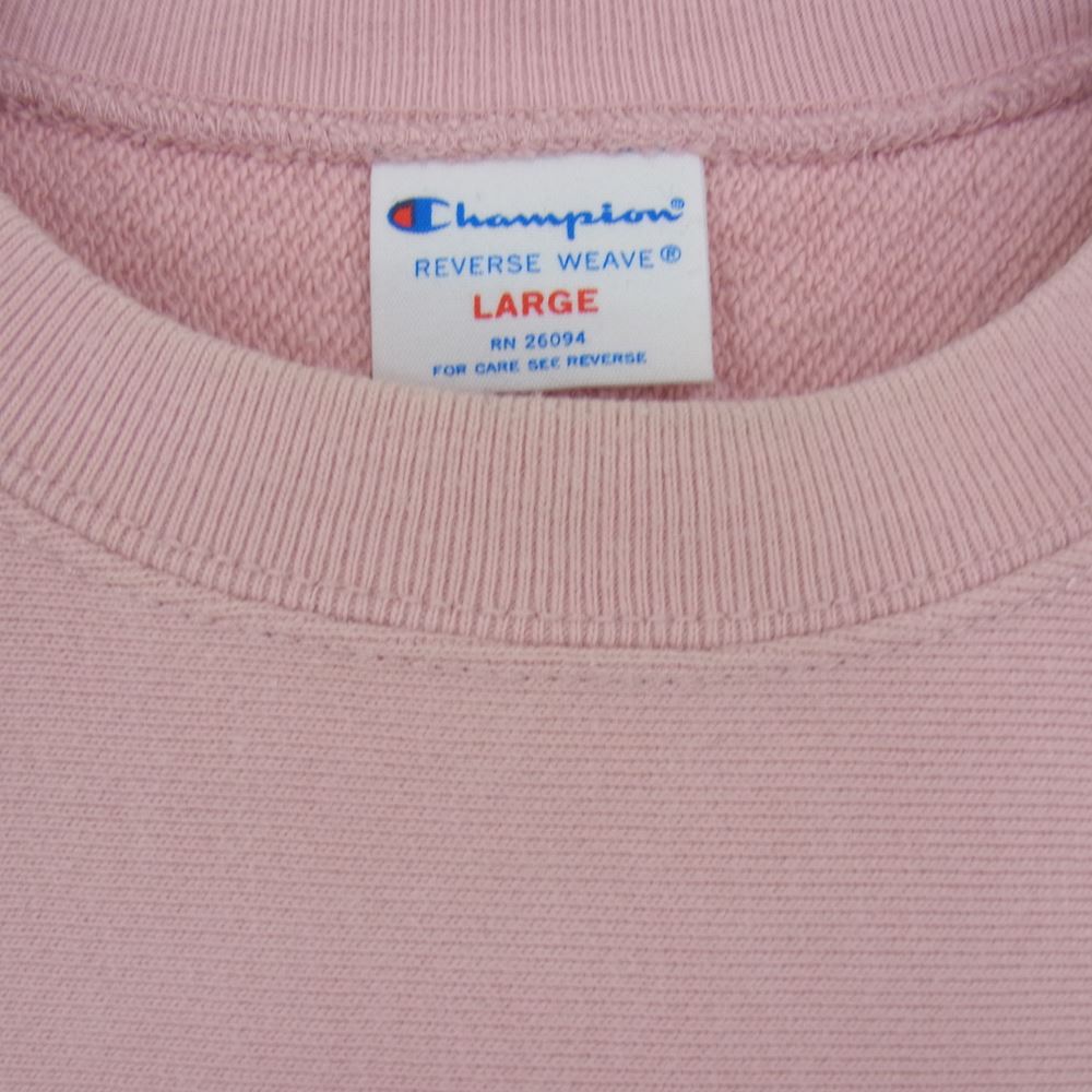 Champion チャンピオン C8-K011 トリコタグ 復刻 ロゴ刺繍 リバースウィーブ スウェット トレーナー クルーネック ピンク ピンク系 L【中古】