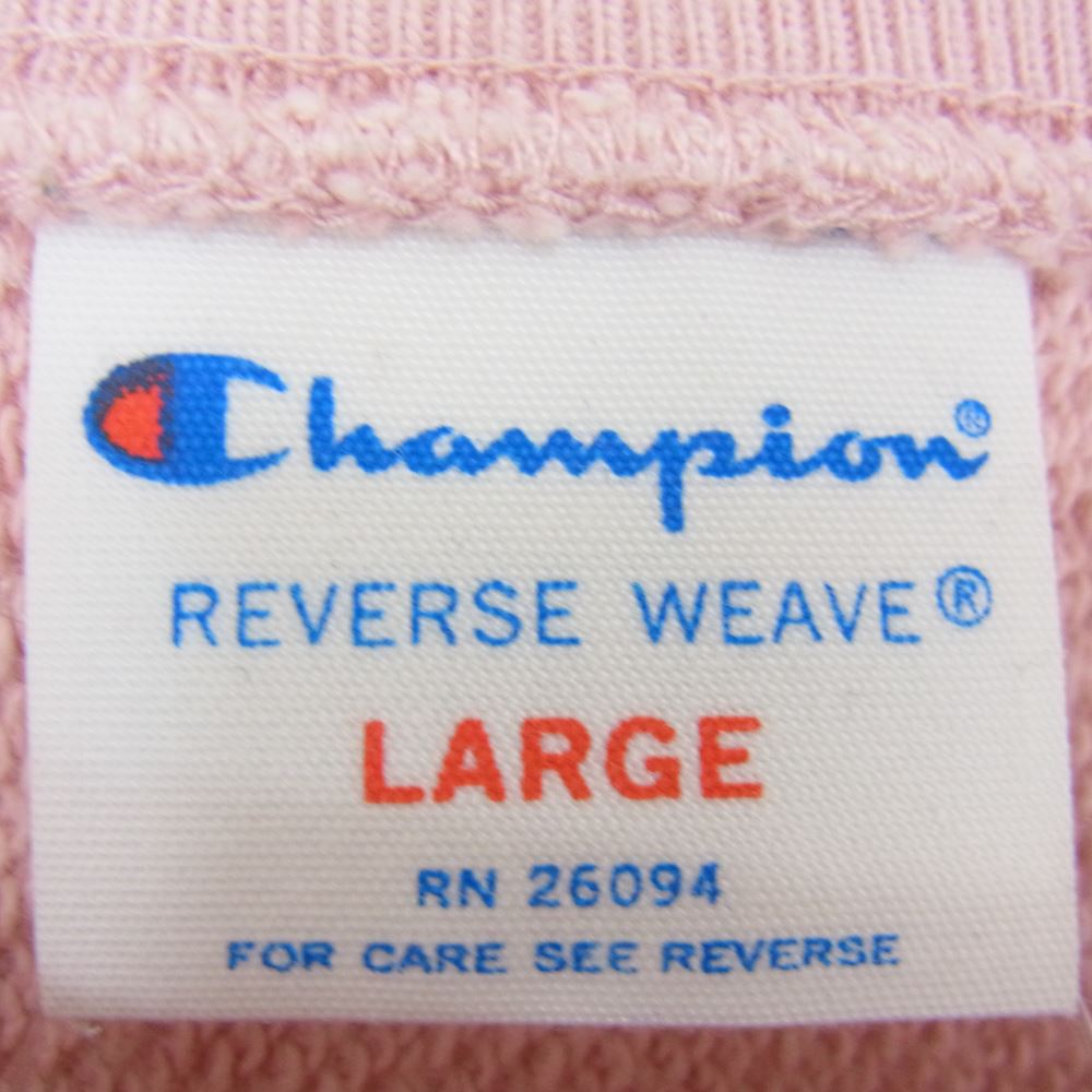 Champion チャンピオン C8-K011 トリコタグ 復刻 ロゴ刺繍 リバースウィーブ スウェット トレーナー クルーネック ピンク ピンク系 L【中古】