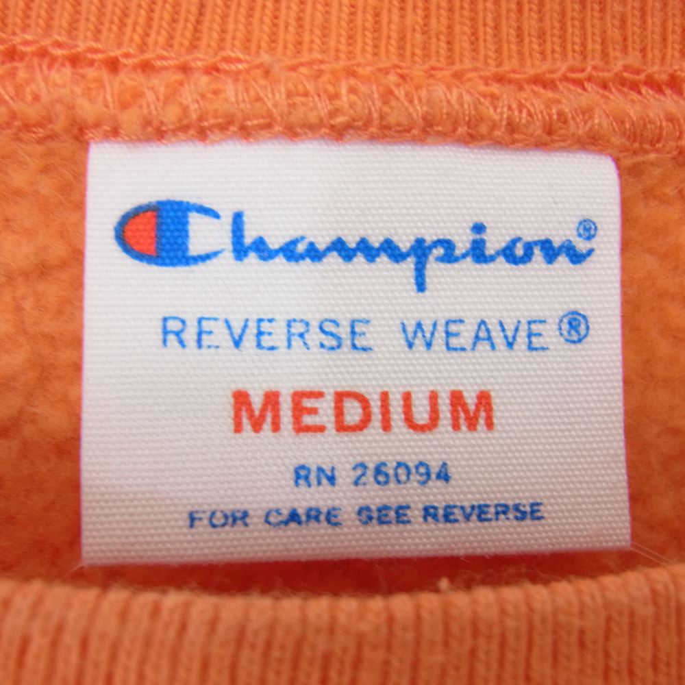Champion チャンピオン C8-L001 トリコタグ 復刻 ロゴ刺繍 リバースウィーブ スウェット トレーナー クルーネック オレンジ オレンジ系 M【中古】