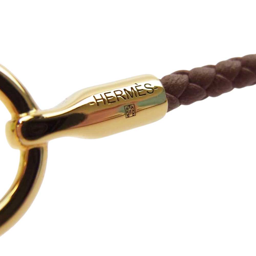 HERMES エルメス ゴールド金具 グレナン レザー Tバー ブレスレット ブラウン系 ゴールド系【中古】