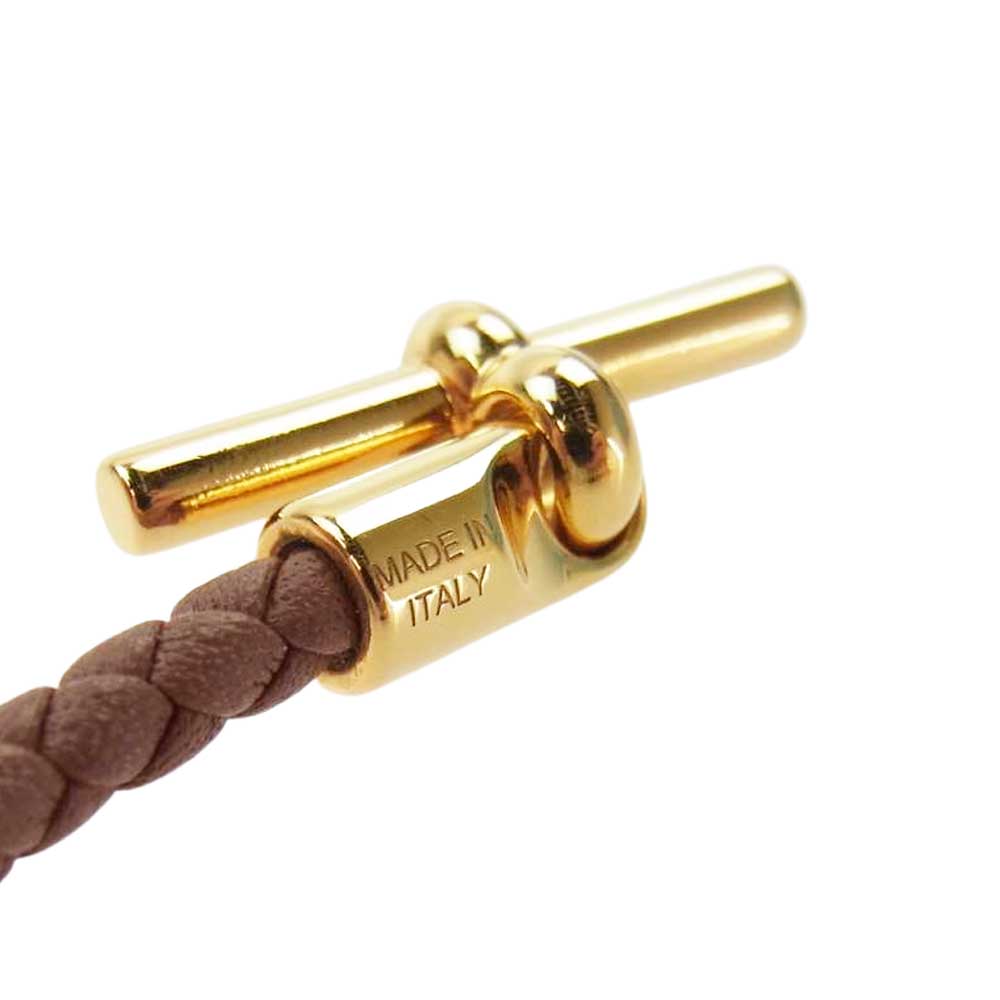 HERMES エルメス ゴールド金具 グレナン レザー Tバー ブレスレット ブラウン系 ゴールド系【中古】