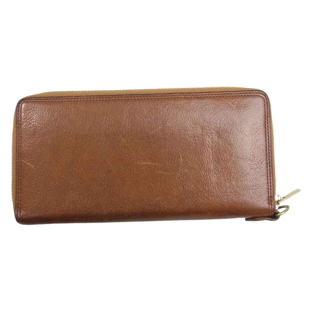GLADHAND & Co. グラッドハンド ラウンドファスナー ロゴ レザー ウォレット ブラウン系【中古】