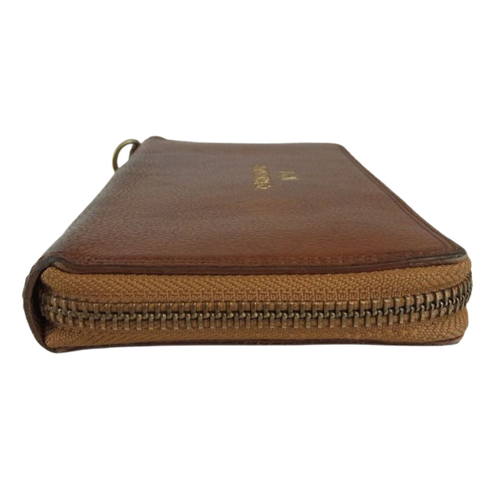 GLADHAND & Co. グラッドハンド ラウンドファスナー ロゴ レザー ウォレット ブラウン系【中古】