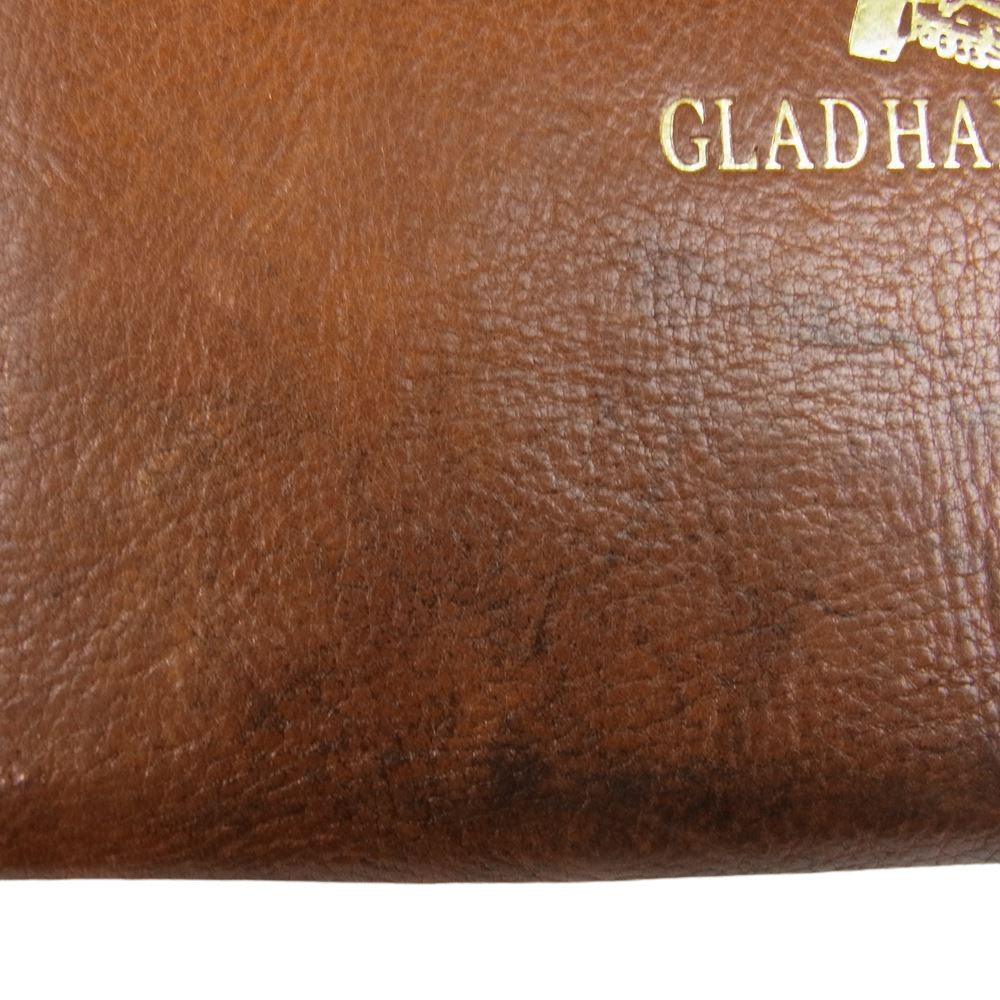 GLADHAND & Co. グラッドハンド ラウンドファスナー ロゴ レザー ウォレット ブラウン系【中古】