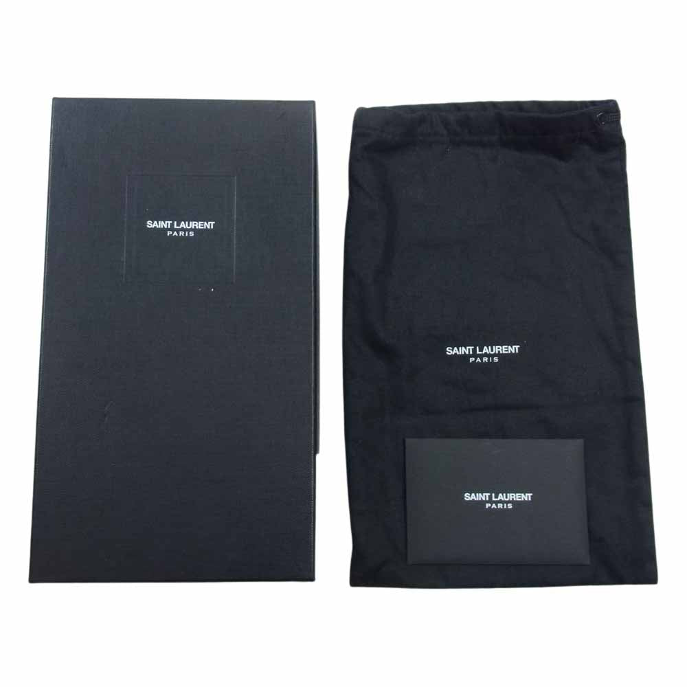 SAINT LAURENT サンローラン 385954 カサンドラ ラウンドファスナー Vステッチ ウォレット ストラップ ポーチ ブラック系【中古】
