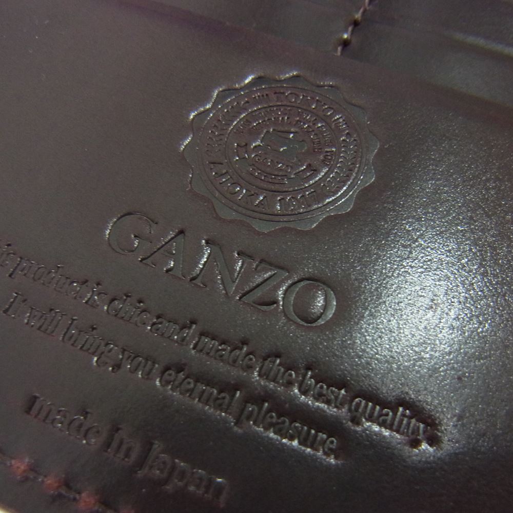 GANZO ガンゾ 57237 SHELL CORDOVAN 2 シェル コードバン 2  ファスナー 小銭入れ付き 長財布 エンジ系【極上美品】【中古】