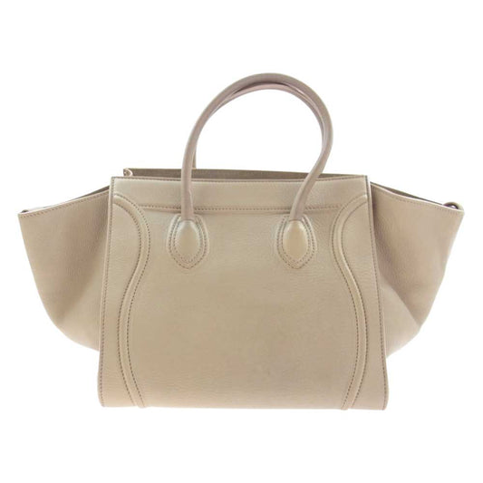 CELINE セリーヌ ラゲージ ファントム スモール スクエア ハンドバッグ ベージュ系【中古】