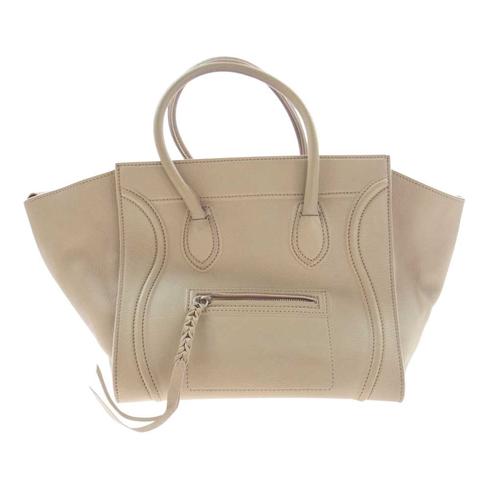 CELINE セリーヌ ラゲージ ファントム スモール スクエア ハンドバッグ ベージュ系【中古】
