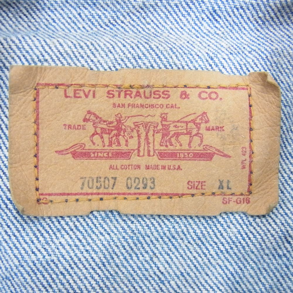Levi's リーバイス 70507-0293 ヴィンテージ 80s USA製 デニムジャケット L インディゴブルー系 L【中古】