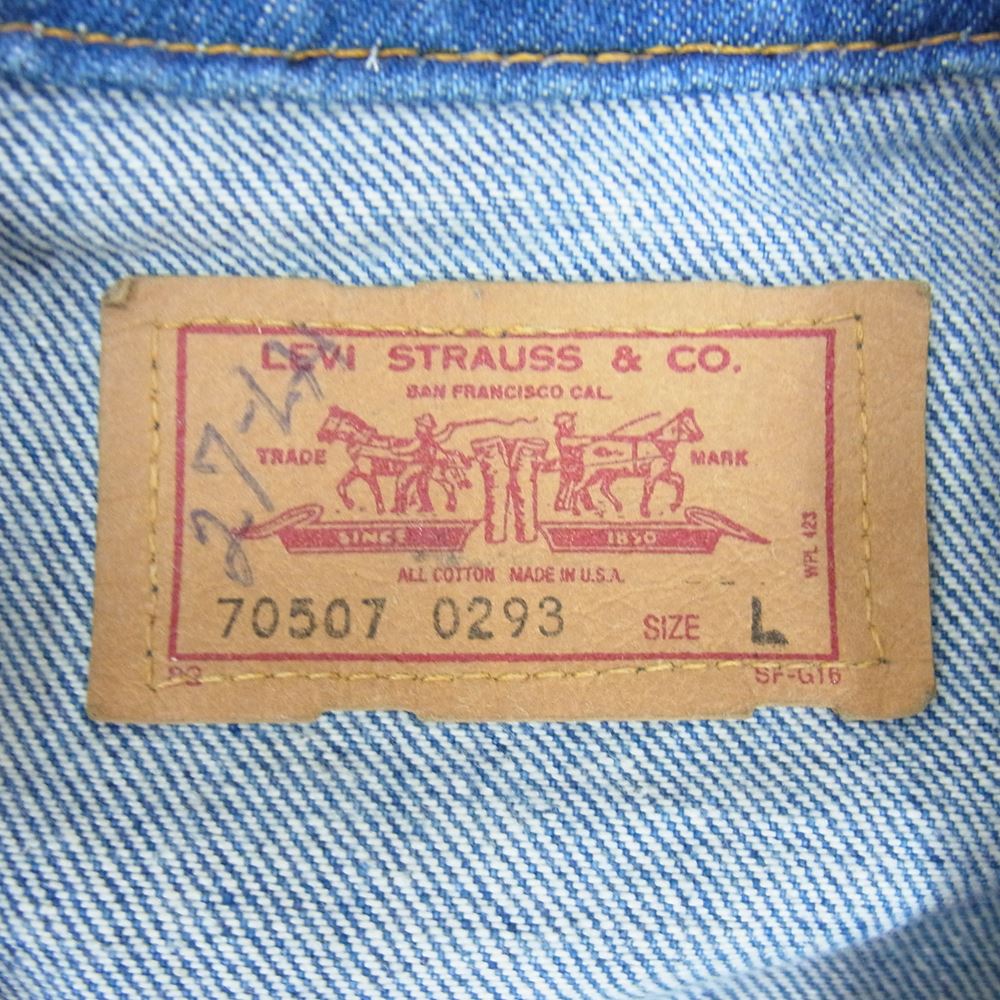 Levi's リーバイス 70507-0293 ヴィンテージ 80s USA製 デニムジャケット フラッシャー付き インディゴブルー系 L【中古】