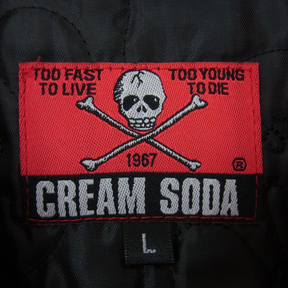 CREAM SODA クリームソーダ ロゴ 刺繍 スカル キルト 中綿 ワーク ジャケット レッド系 L【中古】