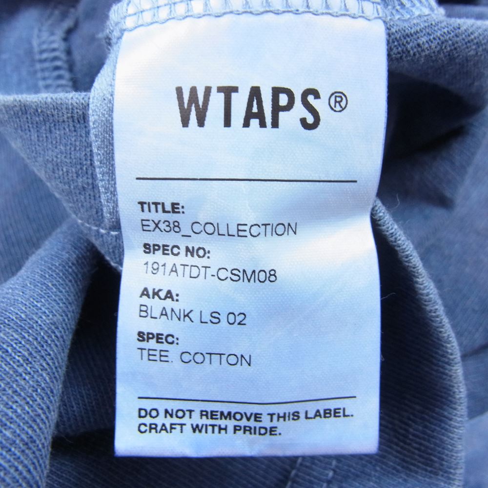 WTAPS ダブルタップス 19SS 191ATDT-CSM08 BLANK LS ロングスリーブ Tシャツ カットソー インディゴブルー系 1【中古】