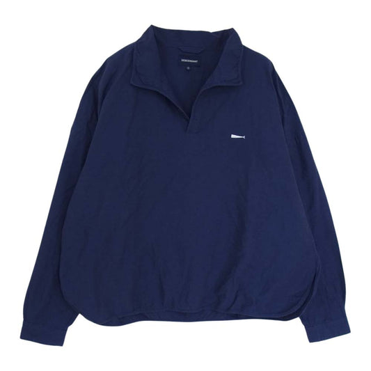 DESCENDANT ディセンダント saloon pullover shirt 刺繍 長袖 コットン プルオーバー シャツ ネイビー系 2【中古】