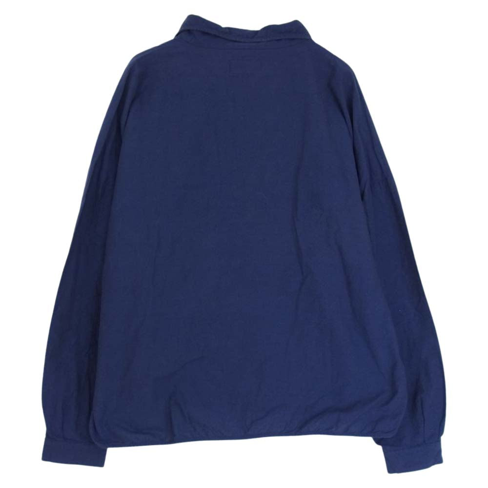 DESCENDANT ディセンダント saloon pullover shirt 刺繍 長袖 コットン プルオーバー シャツ ネイビー系 2【中古】
