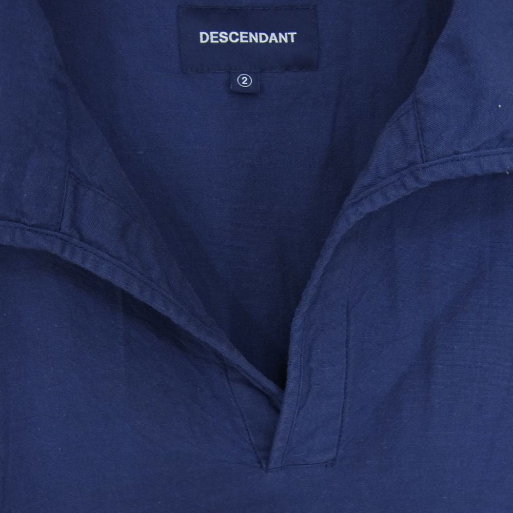 DESCENDANT ディセンダント saloon pullover shirt 刺繍 長袖 コットン プルオーバー シャツ ネイビー系 2【中古】