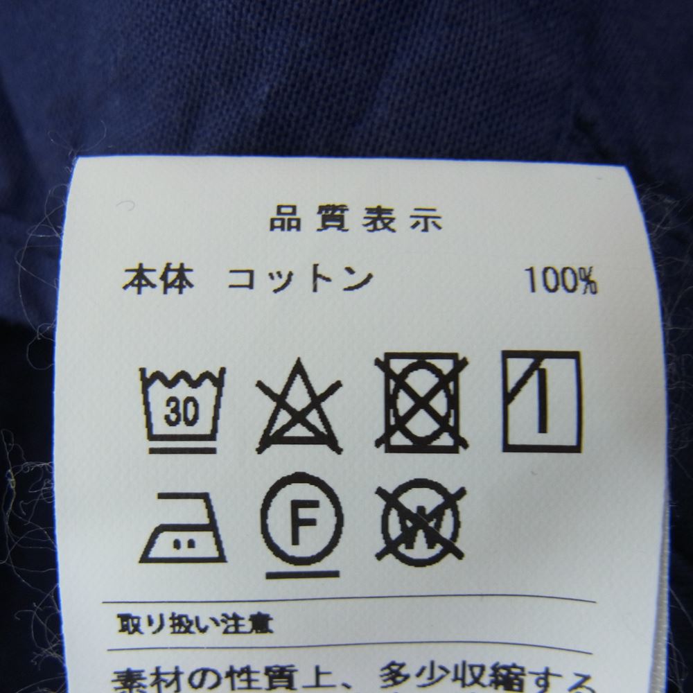 DESCENDANT ディセンダント saloon pullover shirt 刺繍 長袖 コットン プルオーバー シャツ ネイビー系 2【中古】