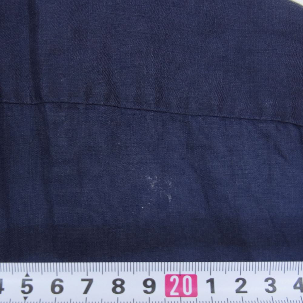 COMOLI コモリ 21SS T01-02019 リネンW クロス プルオーバー シャツ バンドカラー ネイビー系 2【中古】